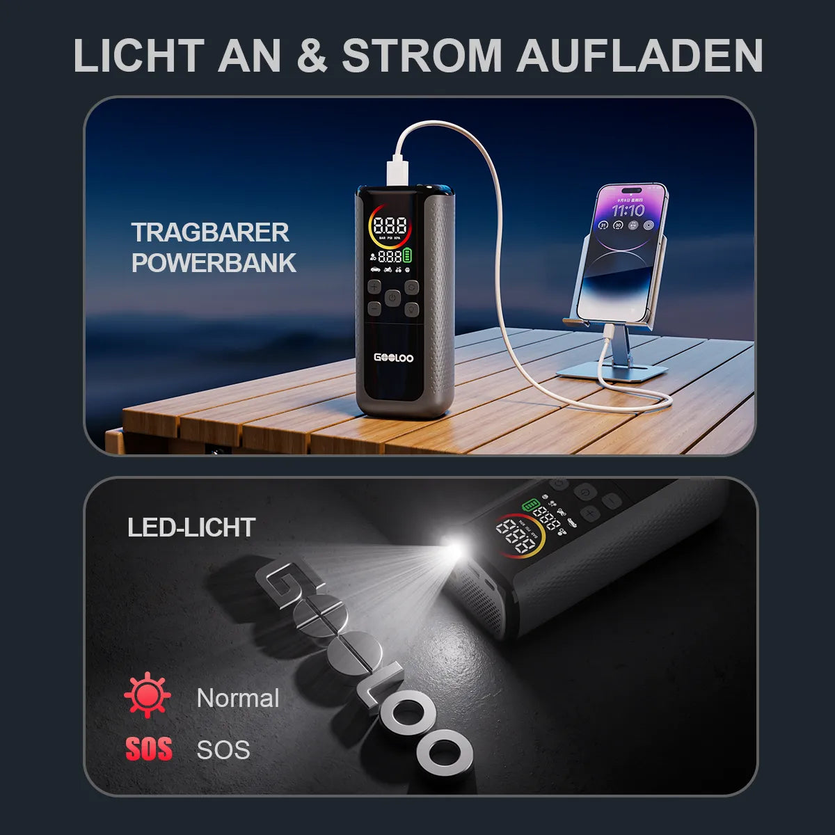 GOOLOO GT160 DUAL Elektrische Luftpumpe