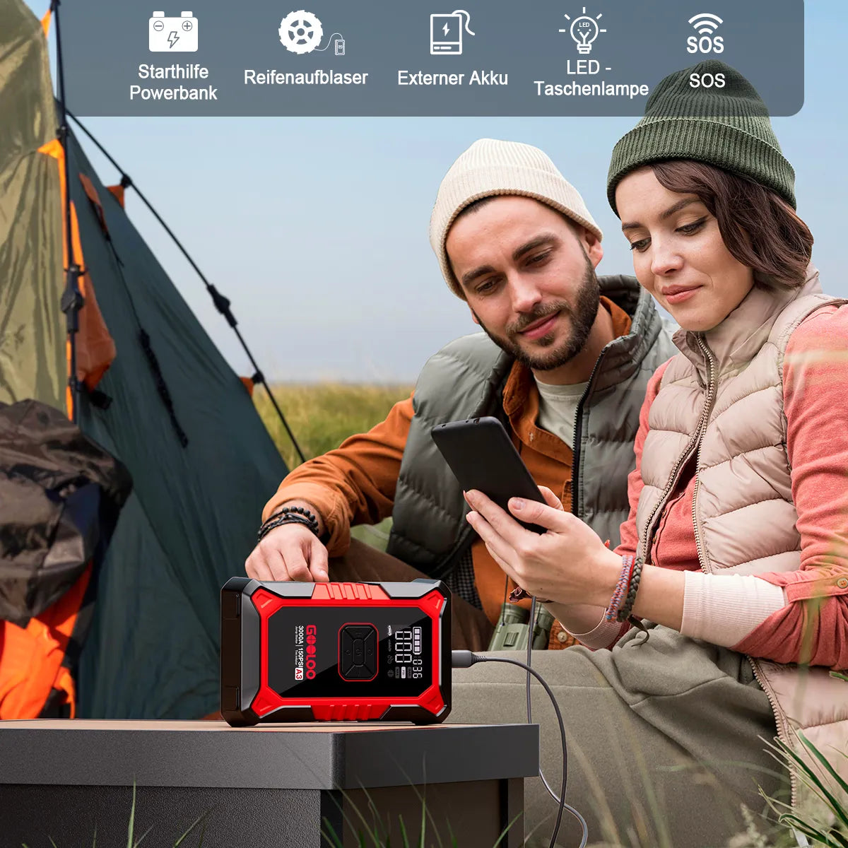 GOOLOO A3 Starthilfe Powerbank mit Luftkompressor 3000A