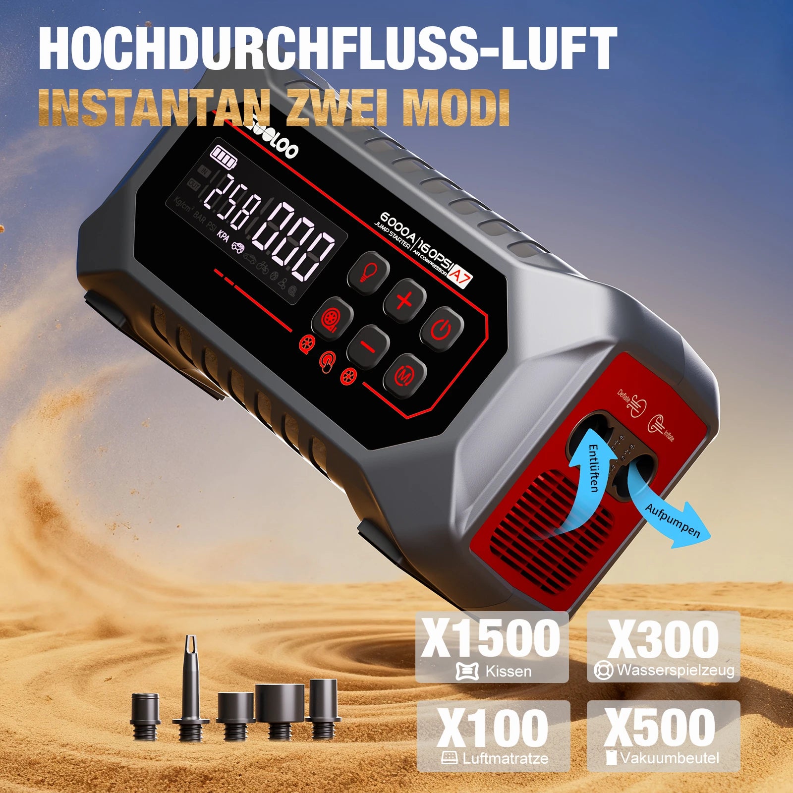 GOOLOO A7 Starthilfe Powerbank + F3 Elektrische Staubgebläse