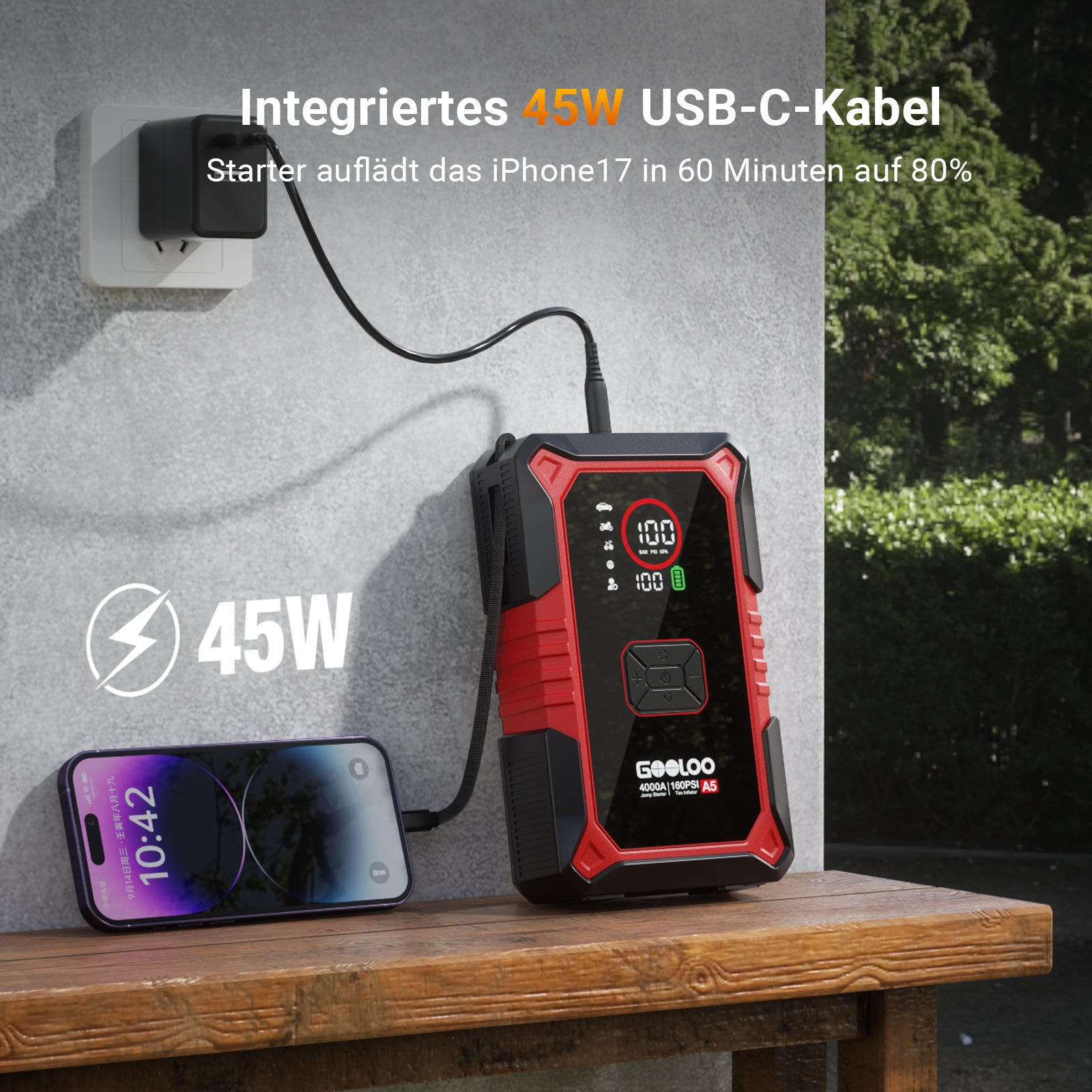 GOOLOO A5 Starthilfe Powerbank mit Luftkompressor