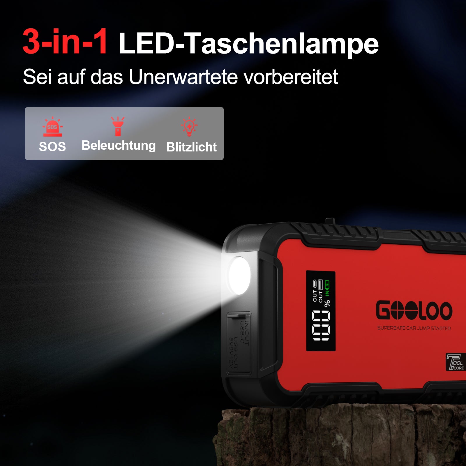 GOOLOO GT3000 Starthilfe Powerbank 3000A mit EVA-Tasche
