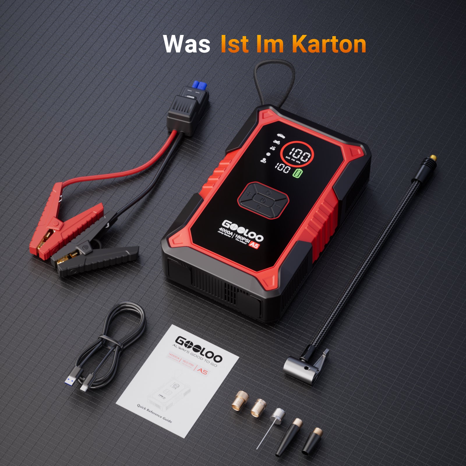 GOOLOO A5 Starthilfe Powerbank mit Luftkompressor
