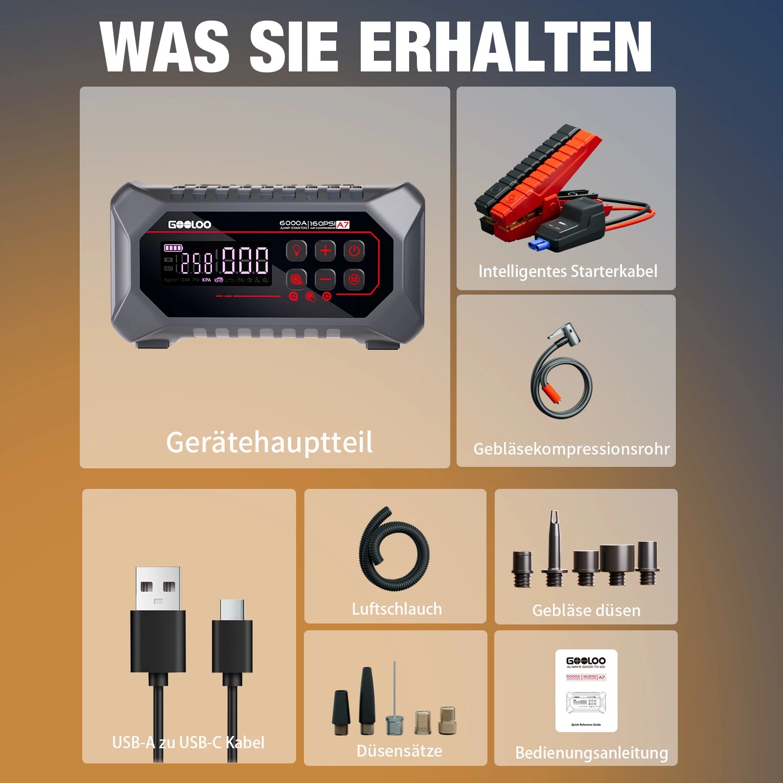 GOOLOO A7 Starthilfe Powerbank + F3 Elektrische Staubgebläse