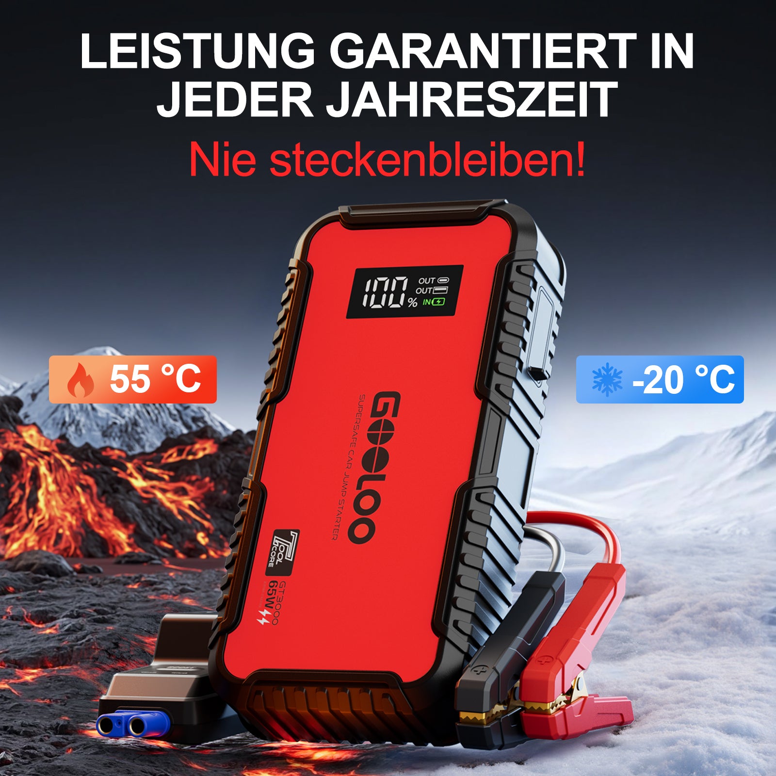 GOOLOO GT3000 Starthilfe Powerbank 3000A mit EVA-Tasche