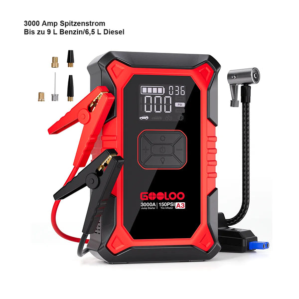 GOOLOO A3 Starthilfe Powerbank mit Luftkompressor 3000Amp