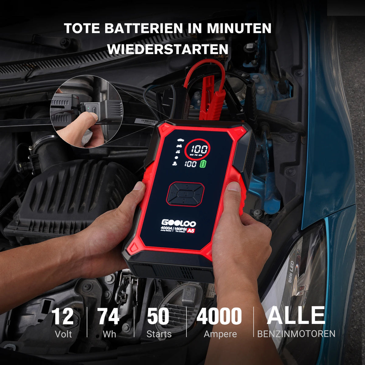 GOOLOO A5 Starthilfe Powerbank + F5S Elektrische Staubgebläse