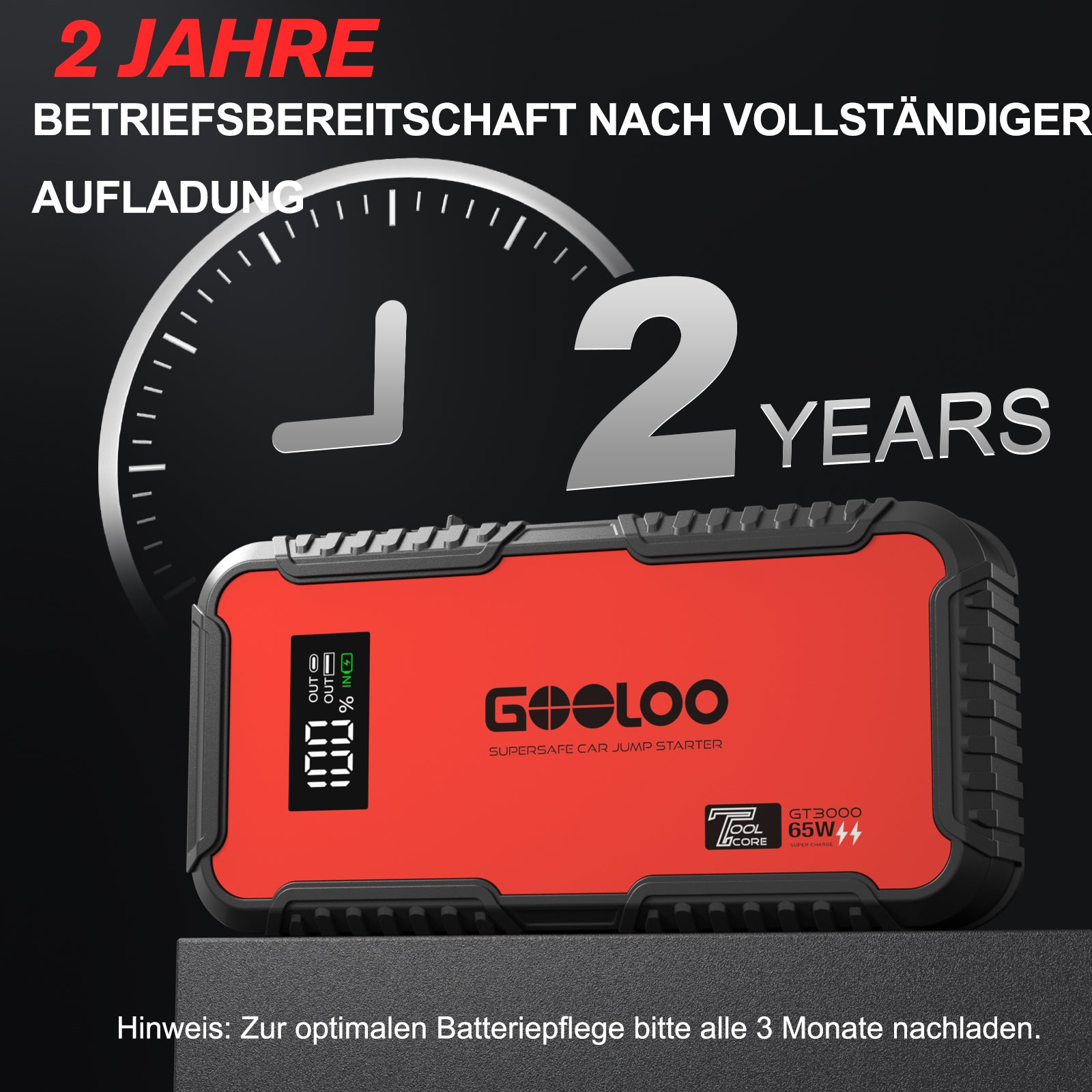 GOOLOO GT3000 Starthilfe Powerbank 3000A mit EVA-Tasche