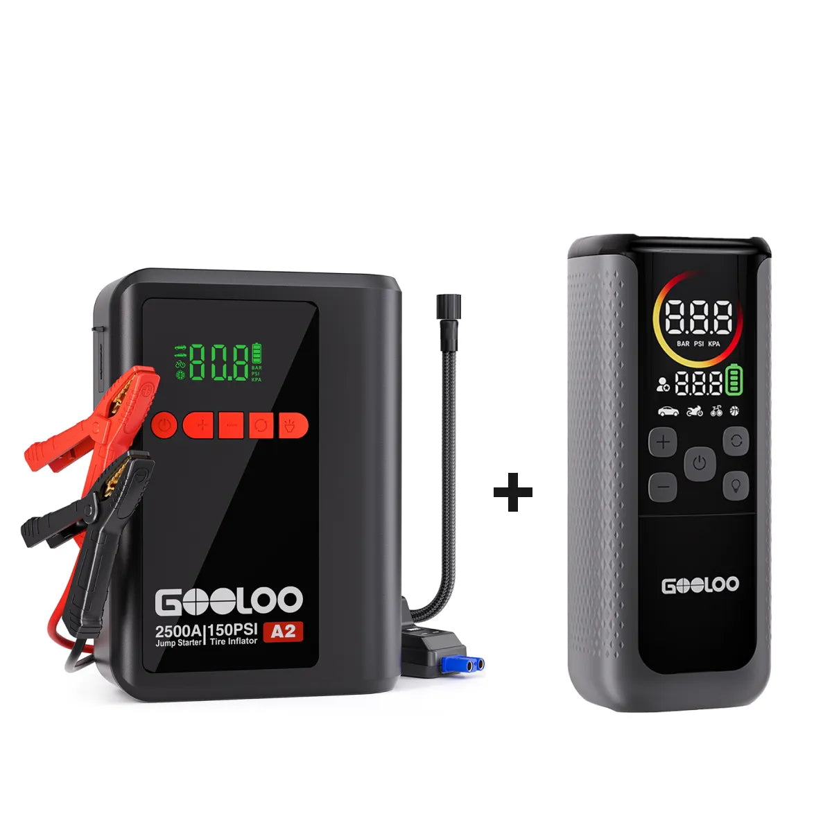 GOOLOO A2 Starthilfe Powerbank mit Luftkompressor  2500A 12V, für 8L Benzin/6L Diesel, -20°C bis 60°C