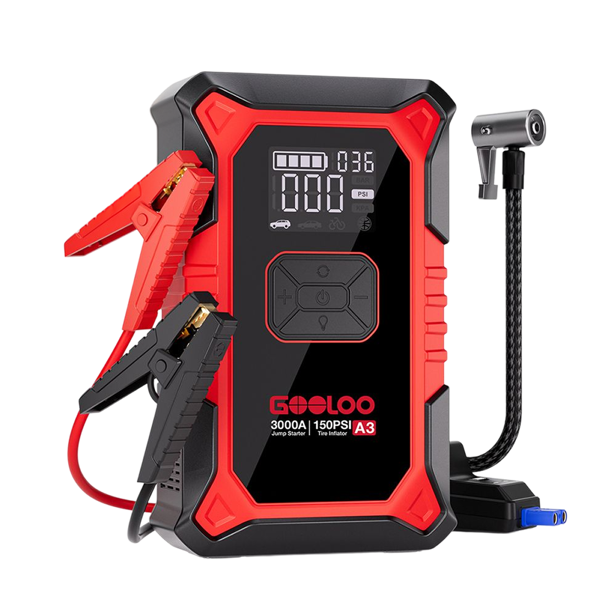 GOOLOO A3 Supersafe Starthilfe Powerbank mit Luftkompressor 3000A