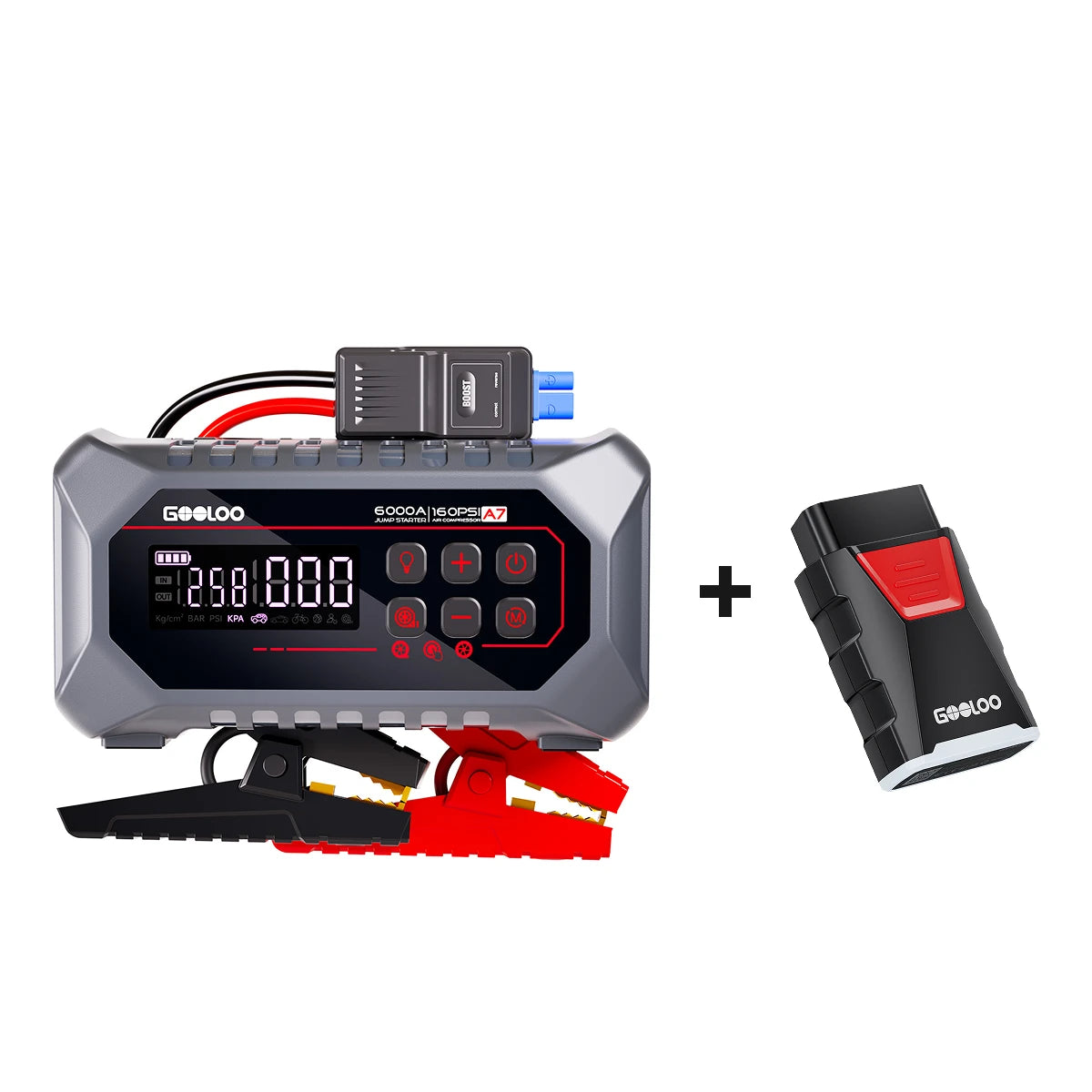 GOOLOO A7 Starthilfe Powerbank mit Luftkompressoren und Luftpumpe 6000A
