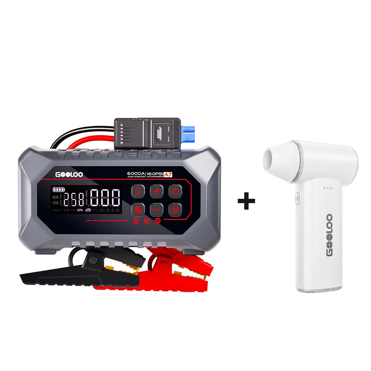 GOOLOO A7 Starthilfe Powerbank mit Luftkompressoren und Luftpumpe 6000A