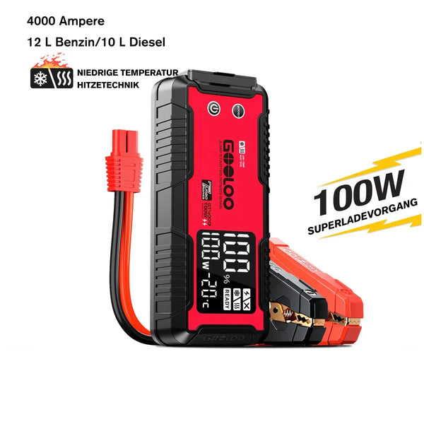 GOOLOO GT4000 Starthilfe Powerbank 4000A 100W Vorwärmtechnologie 12V, für 12L Benzin/10L Diesel, -40°C bis 60°C