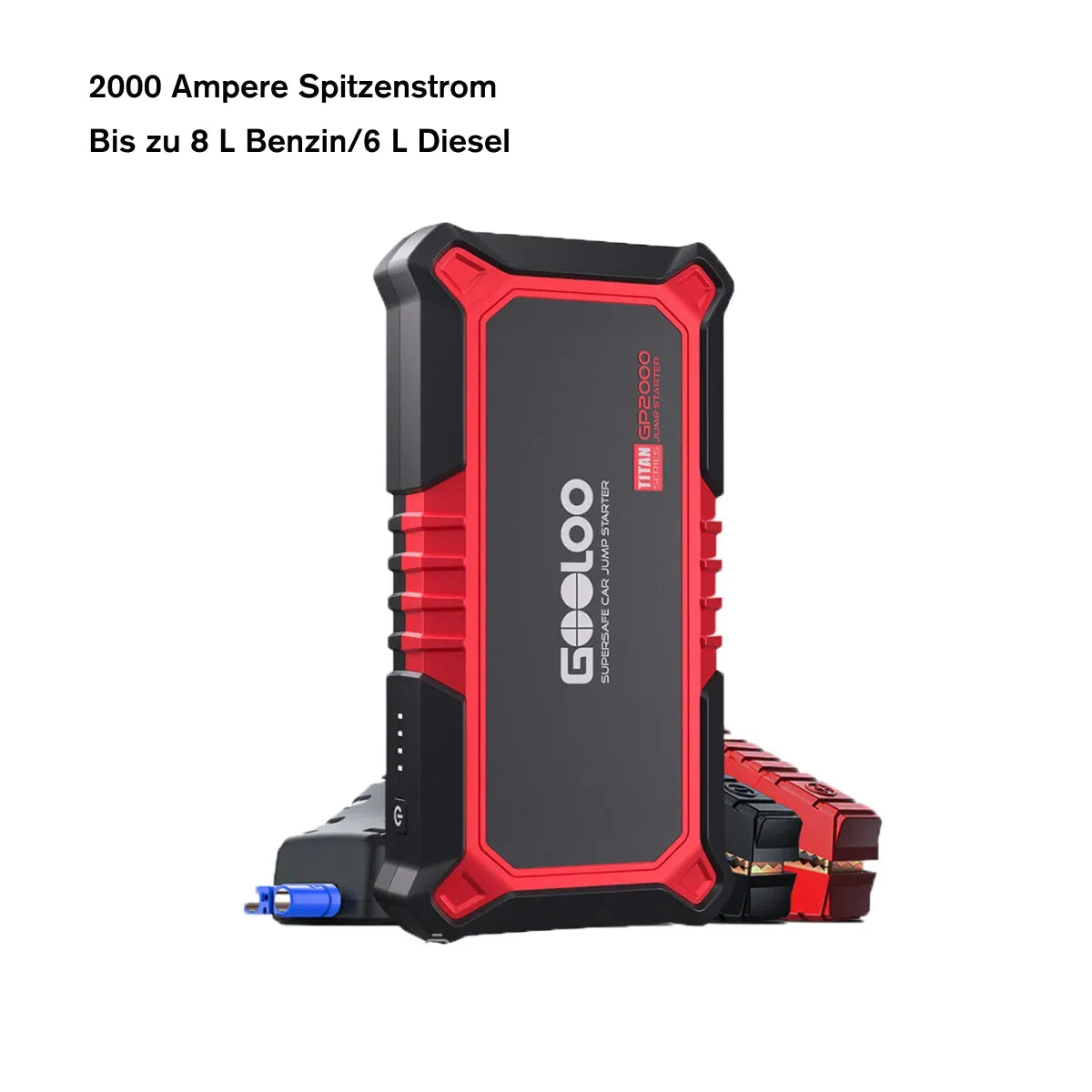 GOOLOO GP2000 Starthilfe Powerbank 2000A 12V, für 8L Benzin/6L Diesel, -20°C bis 55°C