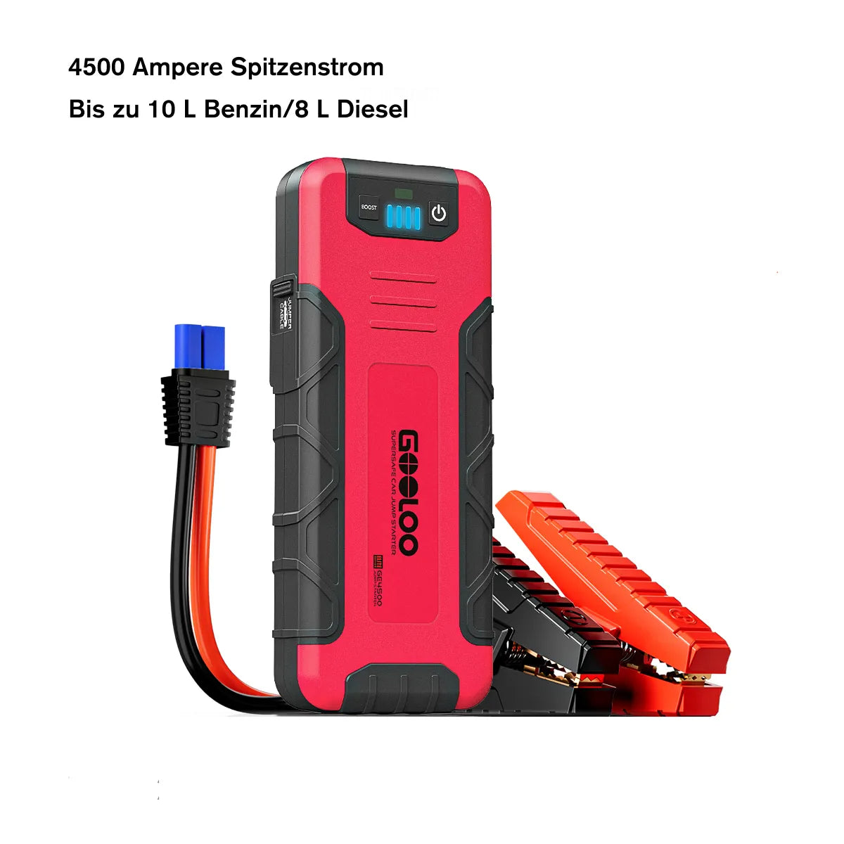 GOOLOO GE4500 Starthilfe Powerbank 4500A 12V, für 10L Benzin/8L Diesel, -20°C bis 60°C