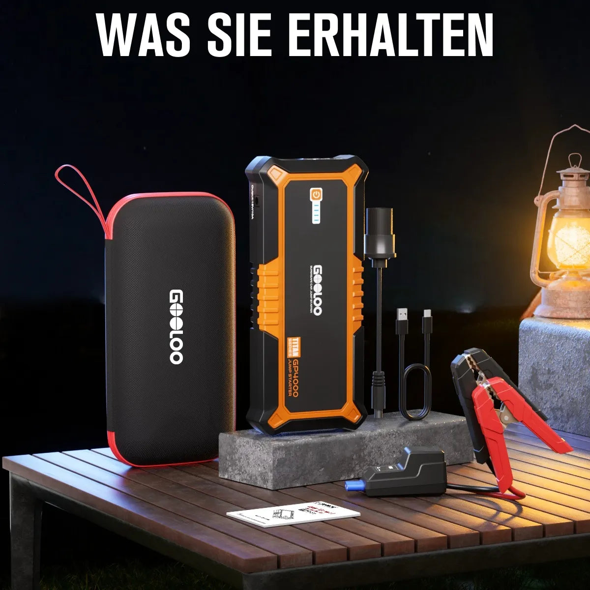 GOOLOO GP4000 Starthilfe Powerbank 4000A 12V, für 12L Benzin/10L Diesel, -20°C bis 60°C