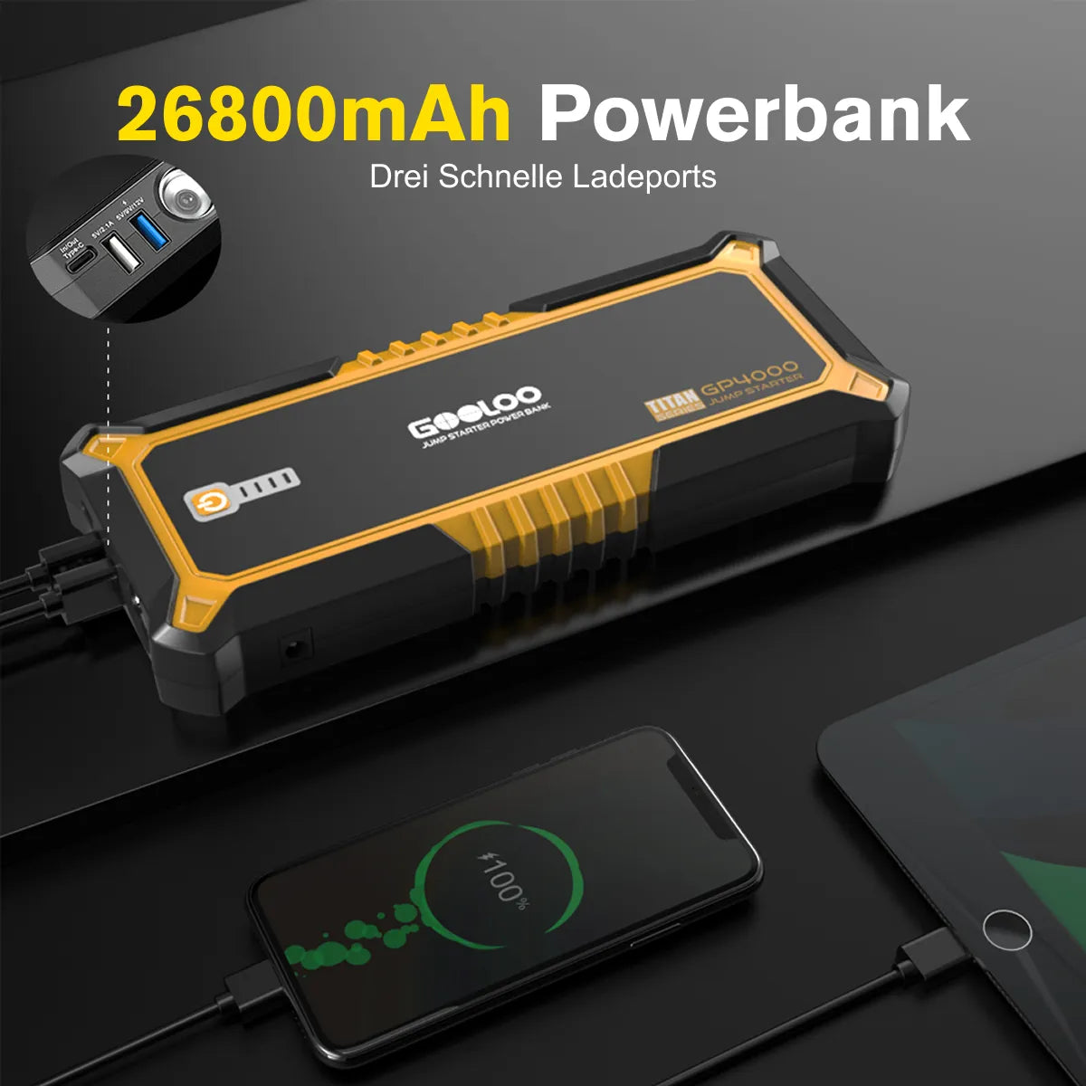 GOOLOO GP4000 Starthilfe Powerbank