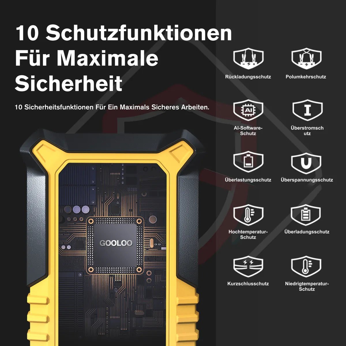GOOLOO GP4000 Starthilfe Powerbank 4000A 12V, für 12L Benzin/10L Diesel, -20°C bis 60°C