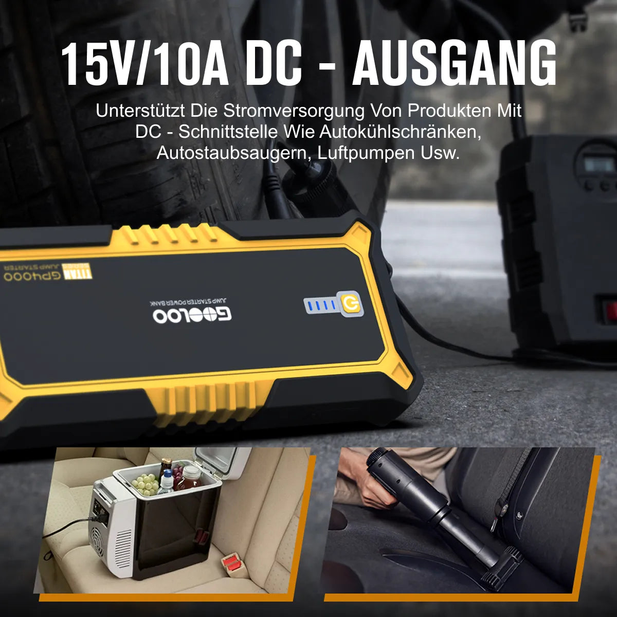 GOOLOO GP4000 Starthilfe Powerbank 4000A 12V, für 12L Benzin/10L Diesel, -20°C bis 60°C