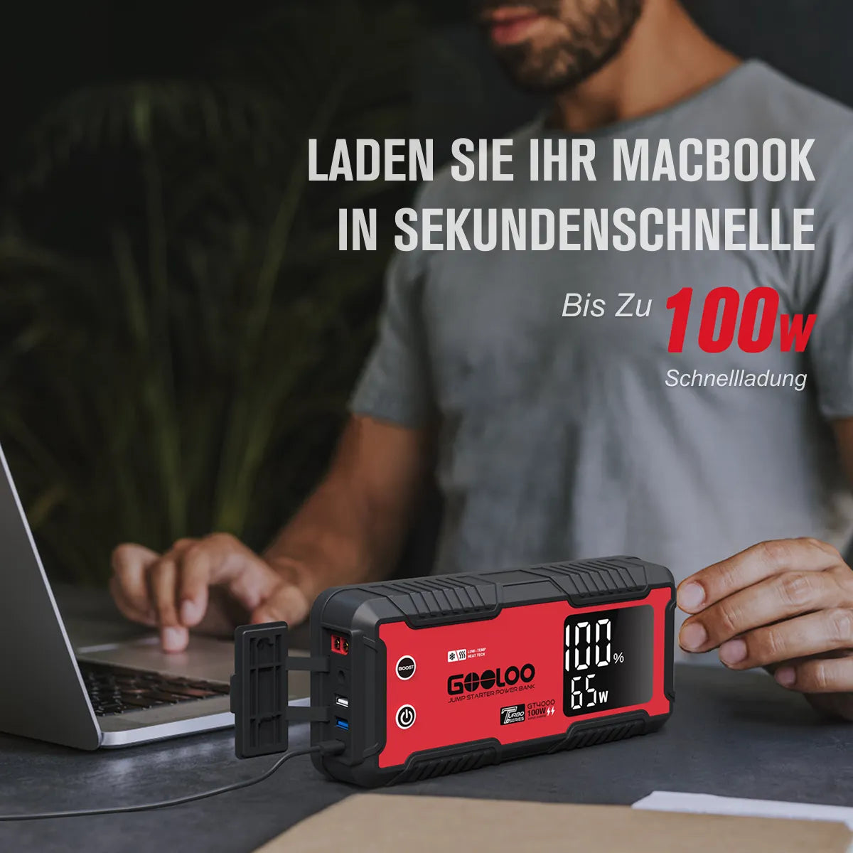GOOLOO GT4000 Starthilfe Powerbank 4000A 100W Vorwärmtechnologie 12V, für 12L Benzin/10L Diesel, -40°C bis 60°C
