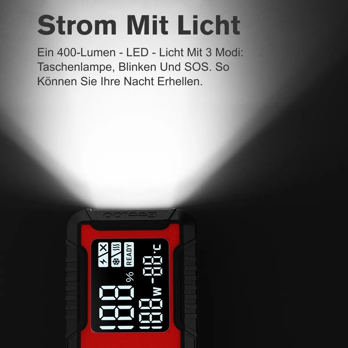 GOOLOO GT4000 Starthilfe Powerbank 4000A 100W Vorwärmtechnologie 12V, für 12L Benzin/10L Diesel, -40°C bis 60°C