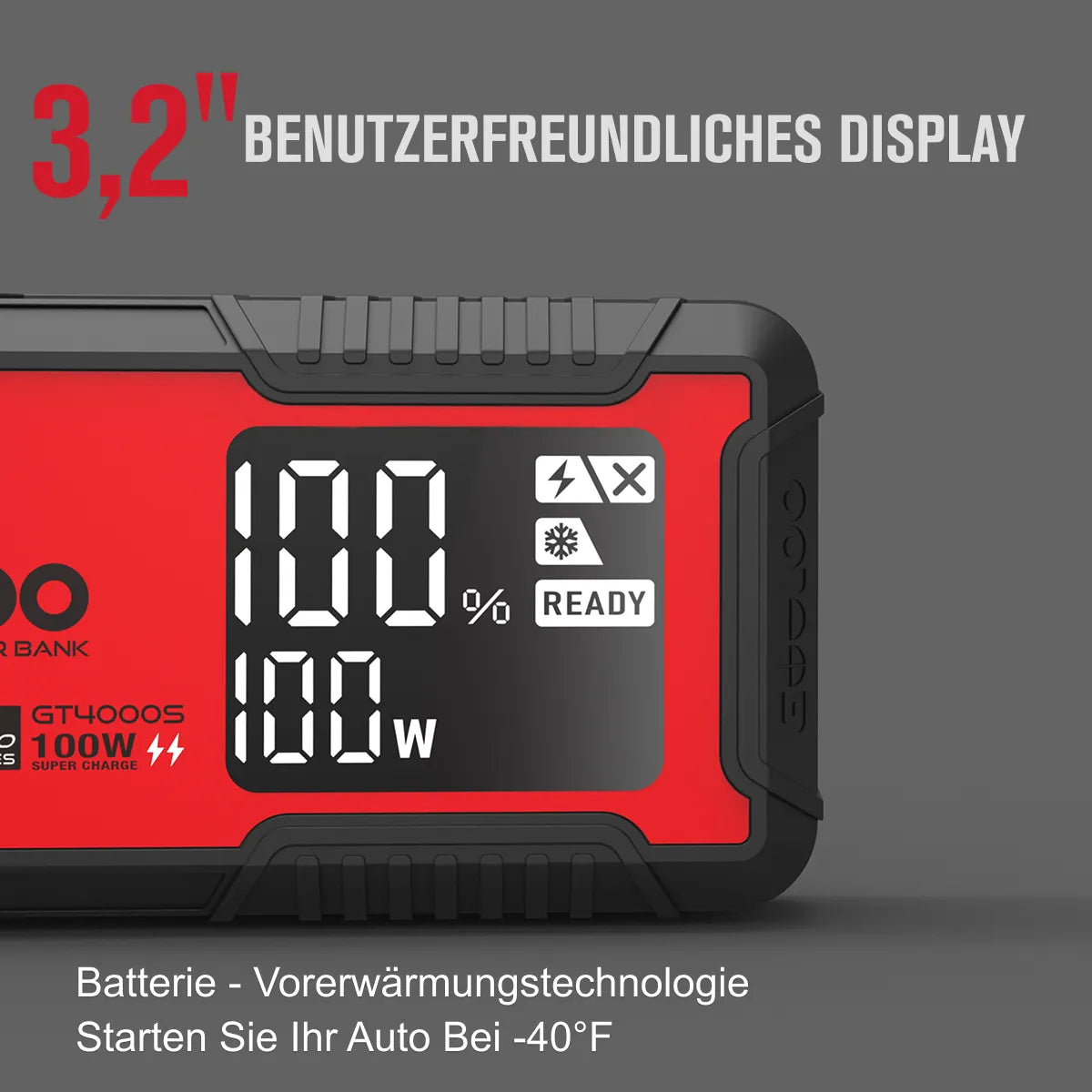 GOOLOO GT4000S  Starthilfe Powerbank 4000A 100W 12V, für 12L Benzin/10L Diesel, -20°C bis 60°C