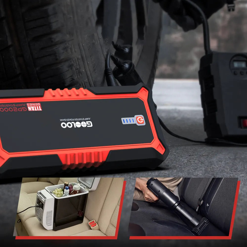 GOOLOO GP2000 Starthilfe Powerbank 2000A 12V, für 8L Benzin/6L Diesel, -20°C bis 55°C