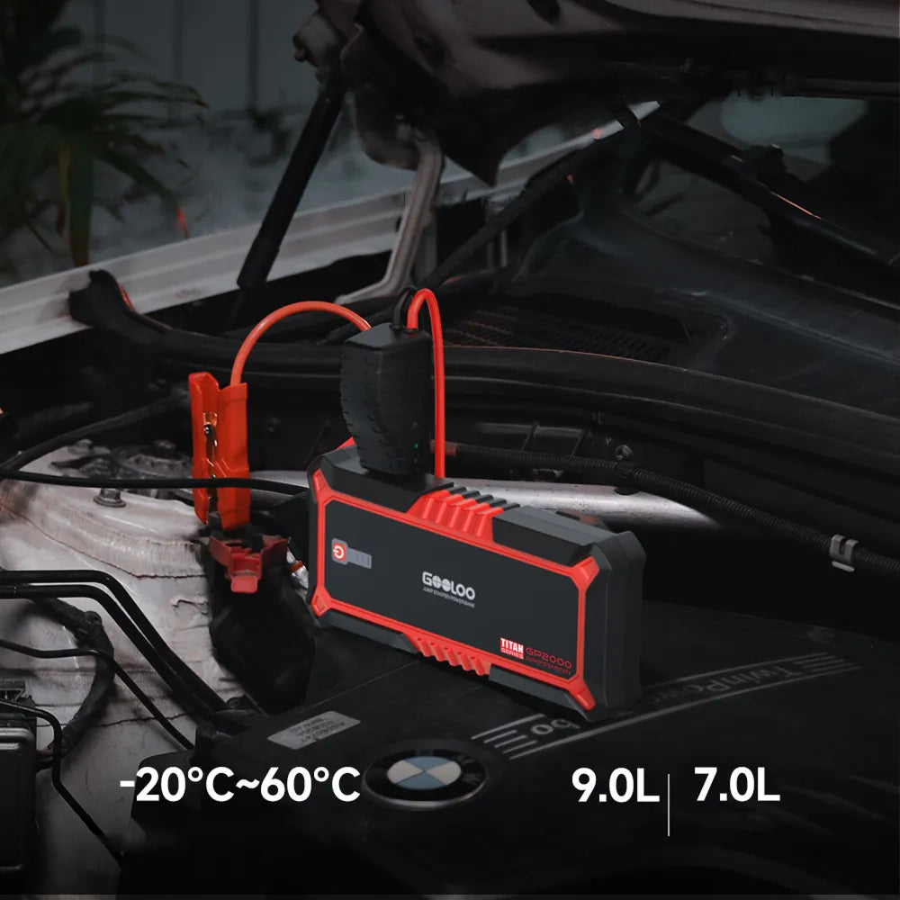 GOOLOO GP2000 Starthilfe Powerbank 2000A 12V, für 8L Benzin/6L Diesel, -20°C bis 55°C