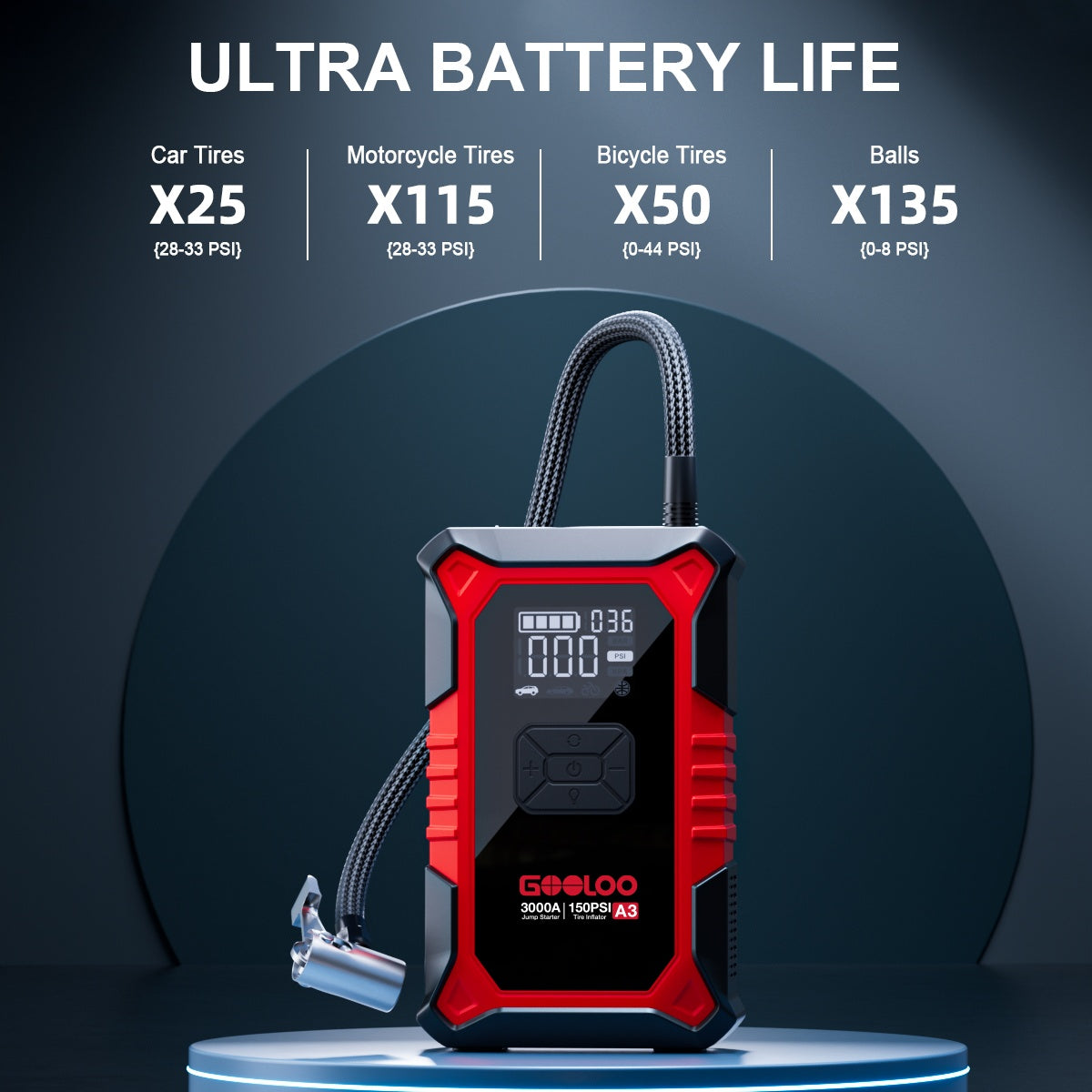 GOOLOO A3 Portable Car Jumper And Air Compressor