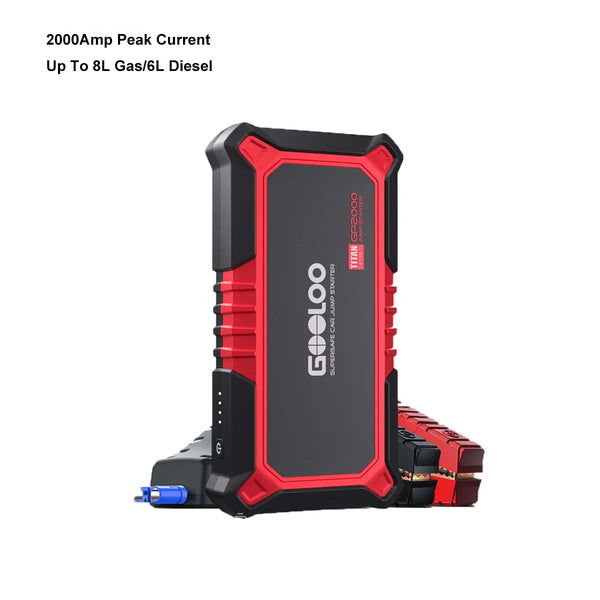 GOOLOO GP2000 Starthilfe Powerbank 2000A 12V, für 8L Benzin/6L Diesel, -20°C bis 55°C
