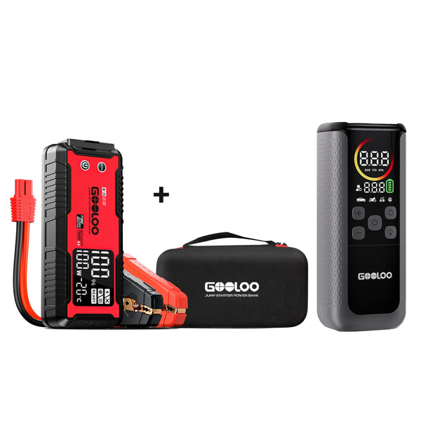 GOOLOO GT4000 Starthilfe Powerbank+GT160 DUAL Elektrische Luftpumpe+EVA-Box